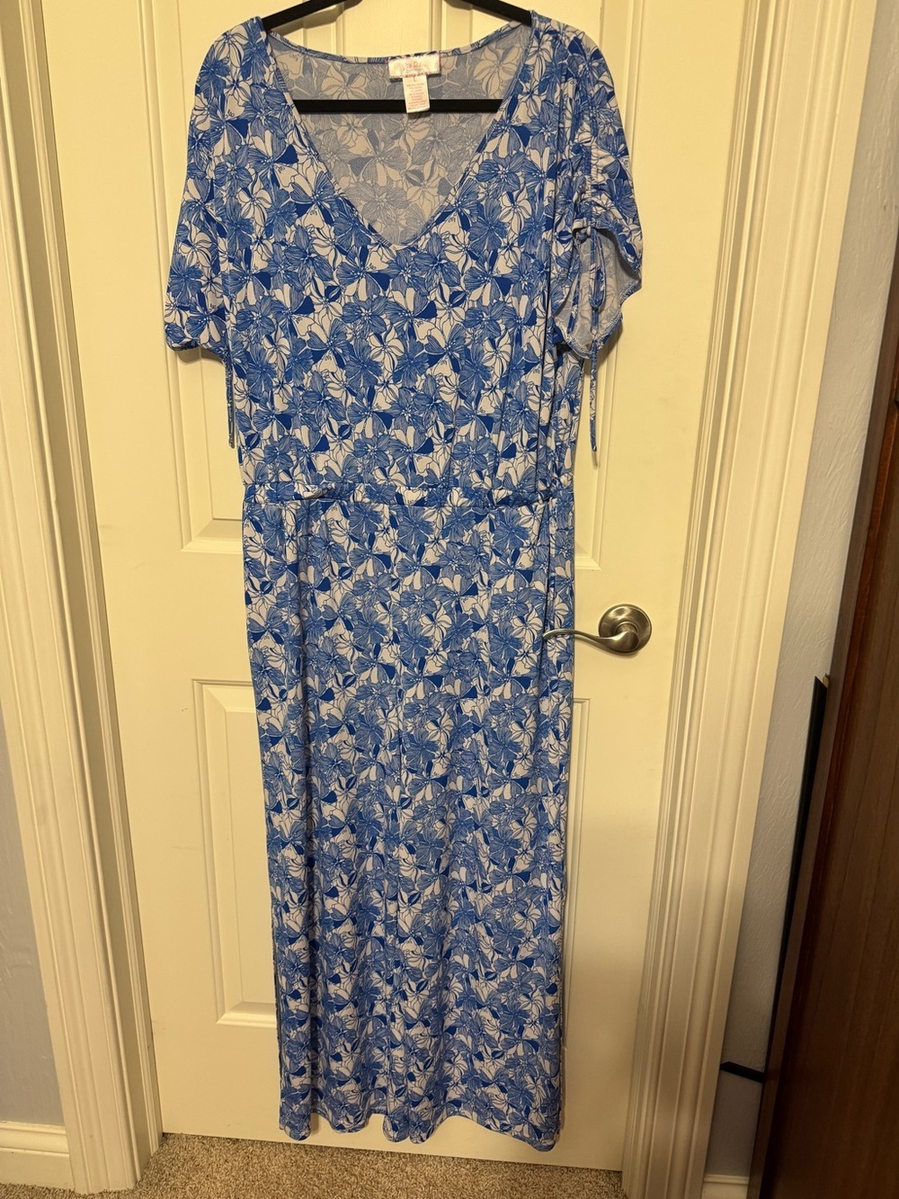 Floral Jumpsuit in Royal Blue and White Stella Parker Collection Sz Large